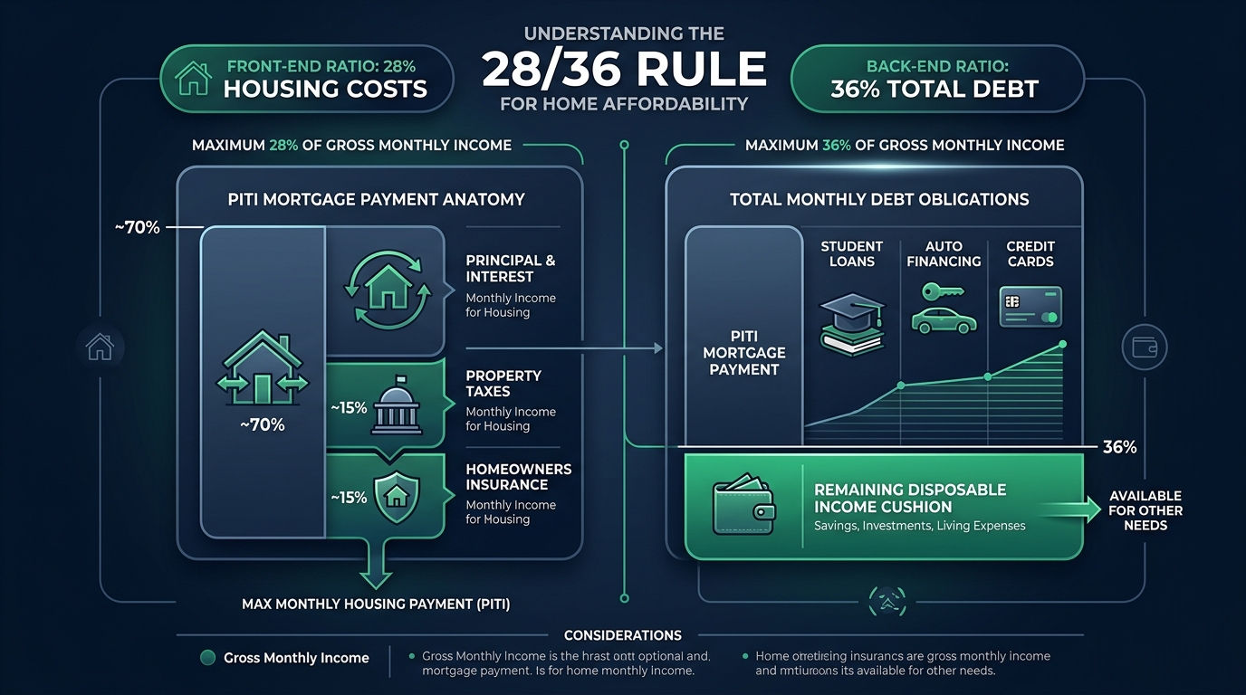 28/36 Rule and PITI Mortgage Payment Anatomy Diagram for 2026 Home Affordability